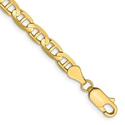 Pre-owned Superdealsforeverything Real 10k Yellow Gold 4.5mm Concave Anchor Chain Bracelet; 7 Inch; Lobster Clasp