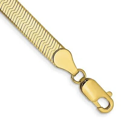 Pre-owned Superdealsforeverything Real 10k Yellow Gold 5mm Silky Herringbone Chain Bracelet; 8 Inch; Lobster Clasp