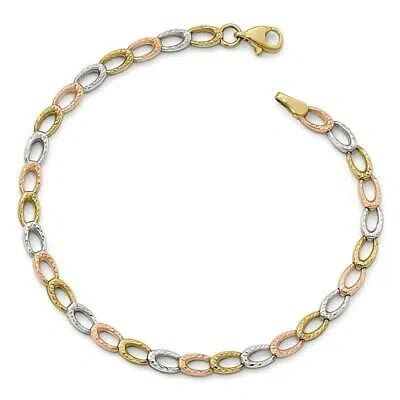 Pre-owned Superdealsforeverything Real 10kt Tri-color Diamond Cut Chain Bracelet; 7.25 Inch; Lobster (fancy) Clasp