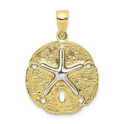 Pre-owned Superdealsforeverything Real 10kt Two Tone Sand Dollar W/ Starfish Pendant In Two-tone