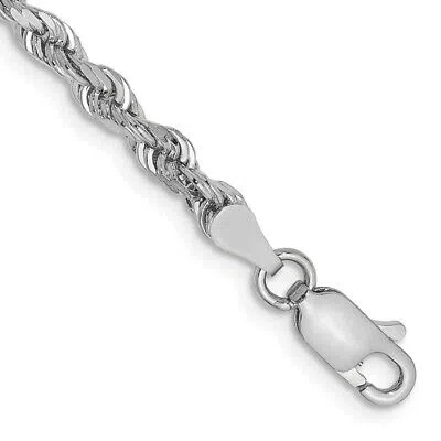 Pre-owned Superdealsforeverything Real 10k White Gold 3.35mm Diamond Cut Quadruple Rope Chain Chain Bracelet