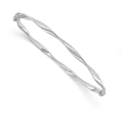 Pre-owned Superdealsforeverything Real 10kt White Gold Polished Hinged Bangle; 7.25 Inch
