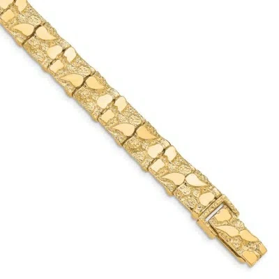 Pre-owned Superdealsforeverything Real 10kt Yellow Gold 10.0mm Nugget Chain Bracelet; 8 Inch