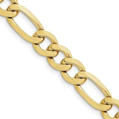 Pre-owned Superdealsforeverything Real 10kt Yellow Gold 10mm Concave Open Figaro Chain; 22 Inch; Lobster Clasp