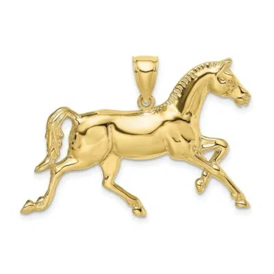 Pre-owned Superdealsforeverything Real 10kt Yellow Gold 2-d Polished Horse Charm