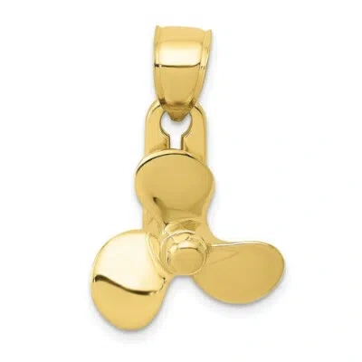 Pre-owned Superdealsforeverything Real 10kt Yellow Gold 3-d Moveable Blade Propeller Pendant
