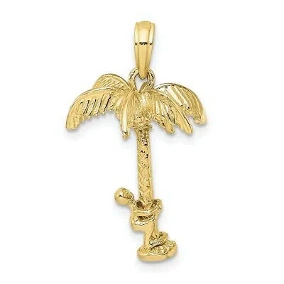 Pre-owned Superdealsforeverything Real 10kt Yellow Gold 3-d Palm Tree W/moveable Man Charm