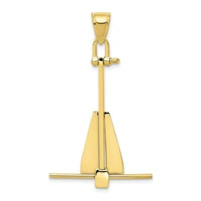 Pre-owned Superdealsforeverything Real 10kt Yellow Gold 3d Moveable Anchor Pendant