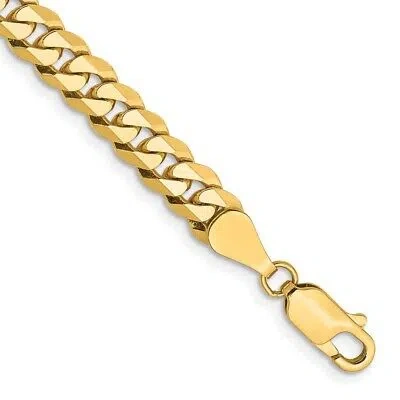 Pre-owned Superdealsforeverything Real 10kt Yellow Gold 5.75mm Flat Beveled Curb Chain Chain Bracelet; 8 Inch