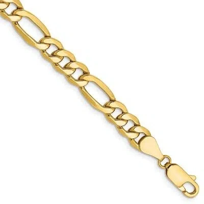 Pre-owned Superdealsforeverything Real 10kt Yellow Gold 6.25mm Semi-solid Figaro Chain Chain Bracelet; 7 Inch
