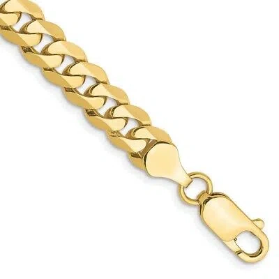 Pre-owned Superdealsforeverything Real 10kt Yellow Gold 6.75mm Flat Beveled Curb Chain Chain Bracelet; 8 Inch