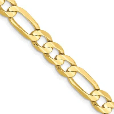 Pre-owned Superdealsforeverything Real 10kt Yellow Gold 6mm Concave Open Figaro Chain; 24 Inch; Lobster Clasp