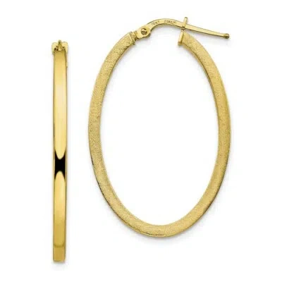 Pre-owned Superdealsforeverything Real 10kt Yellow Gold Brushed And Polished Oval Hoop Earrings