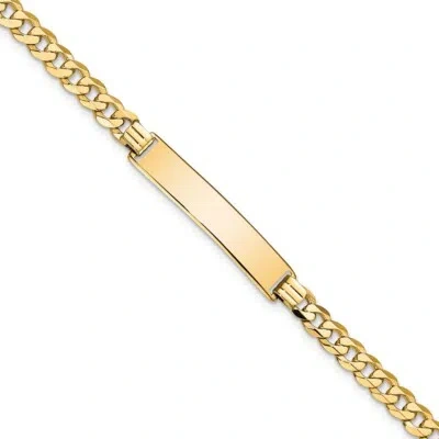Pre-owned Superdealsforeverything Real 10kt Yellow Gold Flat Curb Link Id Chain Bracelet; 8 Inch; Lobster Clasp
