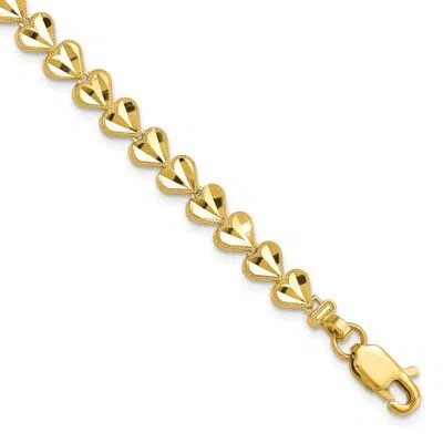Pre-owned Superdealsforeverything Real 10kt Yellow Gold Heart Chain Bracelet; 7 Inch