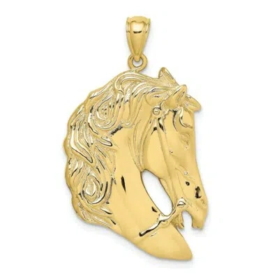 Pre-owned Superdealsforeverything Real 10kt Yellow Gold Horse Head W/long Mane Charm