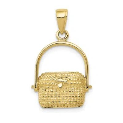 Pre-owned Superdealsforeverything Real 10kt Yellow Gold Large Nantucket Basket Pendant