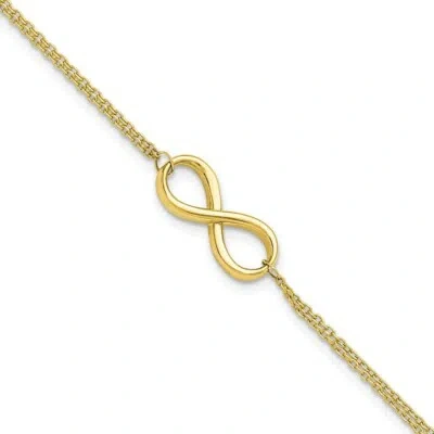 Pre-owned Superdealsforeverything Real 10kt Yellow Gold Polished Infinity Chain Bracelet; 7.5 Inch; Lobster Clasp