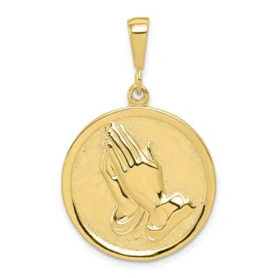 Pre-owned Superdealsforeverything Real 10k Yellow Gold Praying Hands Reversible With Serenity Prayer Pendant