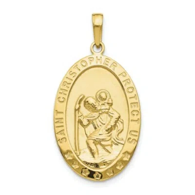 Pre-owned Superdealsforeverything Real 10kt Yellow Gold Saint Christopher Medal Pendant