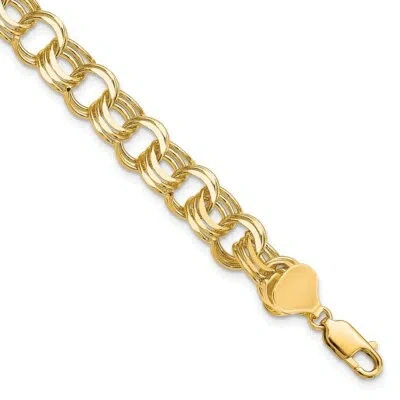 Pre-owned Superdealsforeverything Real 10kt Yellow Gold Triple Link Charm Chain Bracelet; 7 Inch; Lobster Clasp