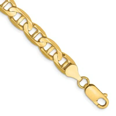 Pre-owned Superdealsforeverything Real 14k Yellow Gold 7 Inch 7mm Concave Anchor With Lobster Clasp Chain Bracelet