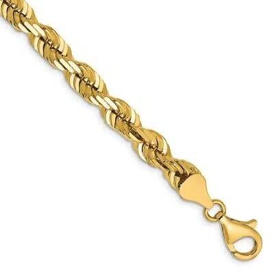 Pre-owned Superdealsforeverything Real 14k Yellow Gold 8 Inch 6.5mm Diamond-cut Rope Chain Bracelet