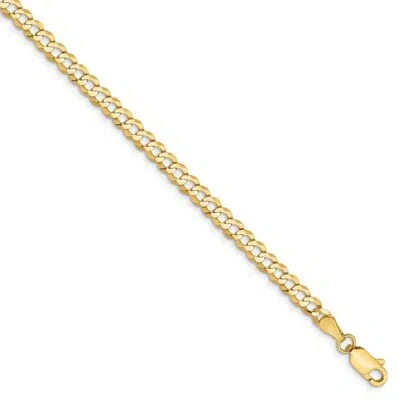 Pre-owned Superdealsforeverything Real 14kt 3.7mm Solid Polished Light Flat Cuban Chain Chain Bracelet; 7 Inch In Yellow