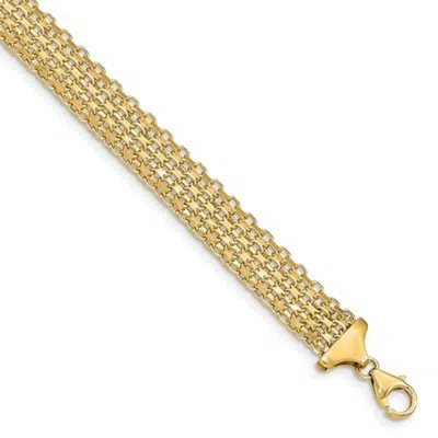Pre-owned Superdealsforeverything Real 14kt Polished 7.5in Fancy Link Chain Bracelet; 7.5 Inch In Yellow