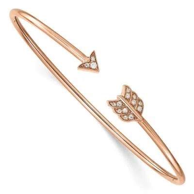 Pre-owned Superdealsforeverything Real 14kt Rose Gold Diamond Arrow Cuff Bangle; 7 Inch In Pink