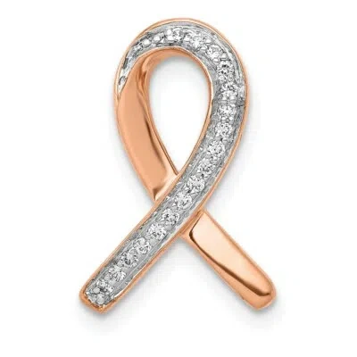 Pre-owned Superdealsforeverything Real 14kt Rose Gold Diamond Awareness Chain Slide In Pink