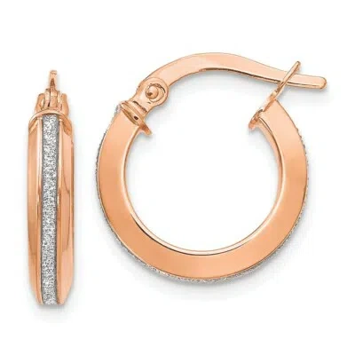 Pre-owned Superdealsforeverything Real 14kt Rose Gold Polished Glimmer Infused Hoop Earrings In Pink