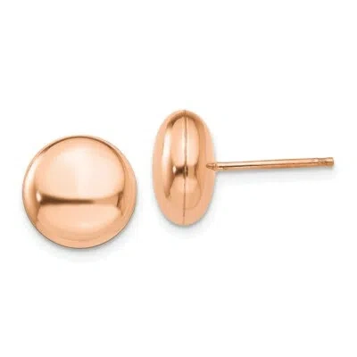 Pre-owned Superdealsforeverything Real 14kt Rose Polished 10.5mm Button Post Earrings In Pink