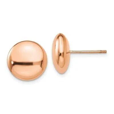 Pre-owned Superdealsforeverything Real 14kt Rose Polished 12mm Button Post Earrings In Pink