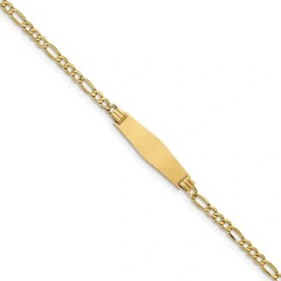 Pre-owned Superdealsforeverything Real 14kt Semi-solid Soft Diamond Shape Figaro Link Id Chain Bracelet; 7 Inch In Yellow