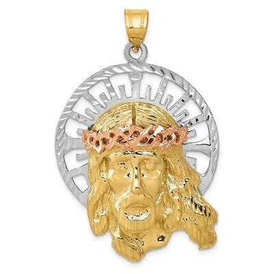 Pre-owned Superdealsforeverything Real 14kt Tri-color Jesus Pendant