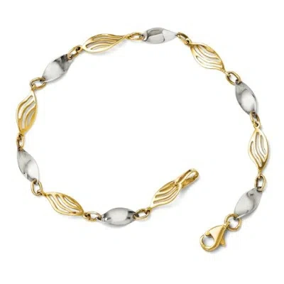 Pre-owned Superdealsforeverything Real 14kt Two-tone Chain Bracelet; 7 Inch; Lobster (fancy) Clasp