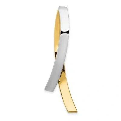 Pre-owned Superdealsforeverything Real 14kt Two-tone Contemporary Slide