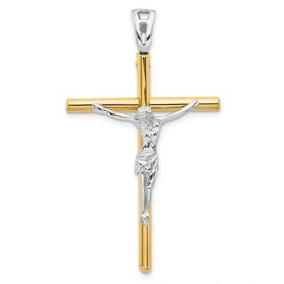 Pre-owned Superdealsforeverything Real 14kt Two-tone Crucifix Pendant