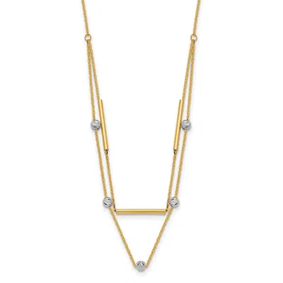 Pre-owned Superdealsforeverything Real 14kt Two-tone Diamond Cut Beads Fancy 17in Necklace; 17 Inch