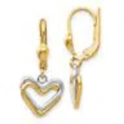 Pre-owned Superdealsforeverything Real 14kt Two-tone Heart Leverback Dan