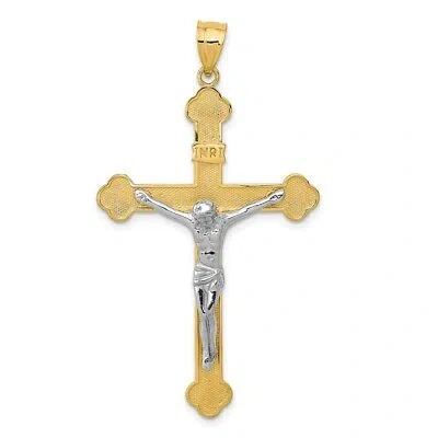 Pre-owned Superdealsforeverything Real 14kt Two-tone Inri Crucifix Pendant