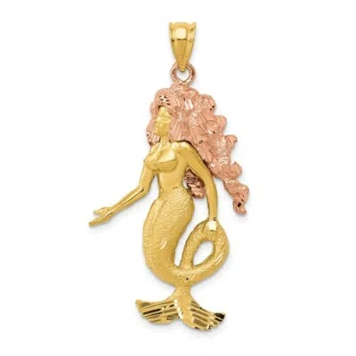 Pre-owned Superdealsforeverything Real 14kt Two-tone Mermaid Charm
