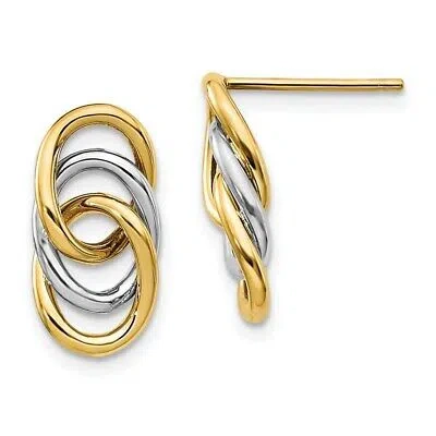 Pre-owned Superdealsforeverything Real 14kt Two-tone Polished Circles Post Earrings