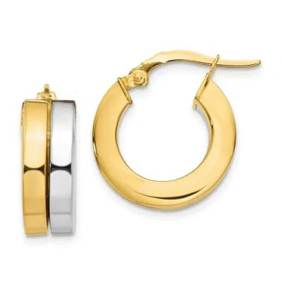 Pre-owned Superdealsforeverything Real 14kt Two-tone Polished Hoop Earrings