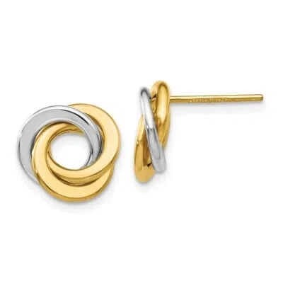 Pre-owned Superdealsforeverything Real 14kt Two-tone Polished Intertwined Circles Post Earrings