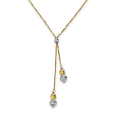 Pre-owned Superdealsforeverything Real 14kt Two-tone Polished W/1.5 In Ext. Fancy Necklace; 15.5 Inch In White