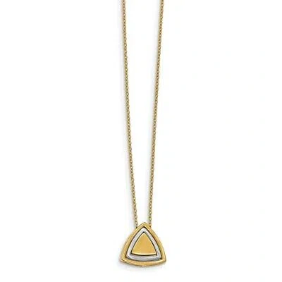 Pre-owned Superdealsforeverything Real 14kt Two-tone Satin Triangle Necklace; 17 Inch
