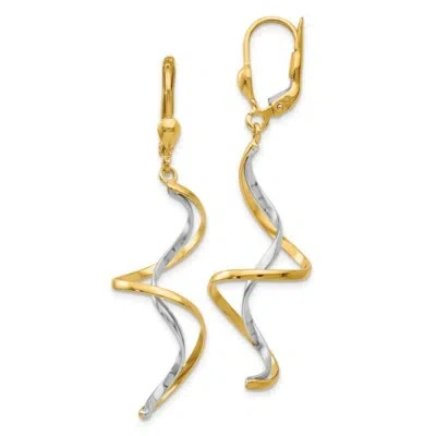 Pre-owned Superdealsforeverything Real 14kt Two-tone Spiral Dangle Earrings