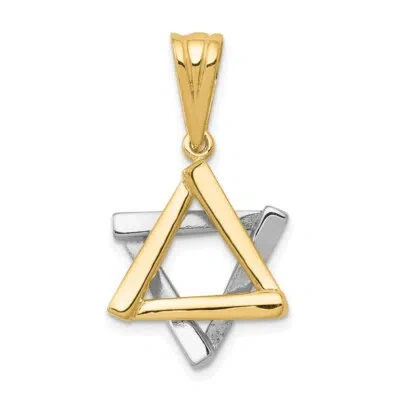 Pre-owned Superdealsforeverything Real 14kt Two-tone Star Of David Pendant